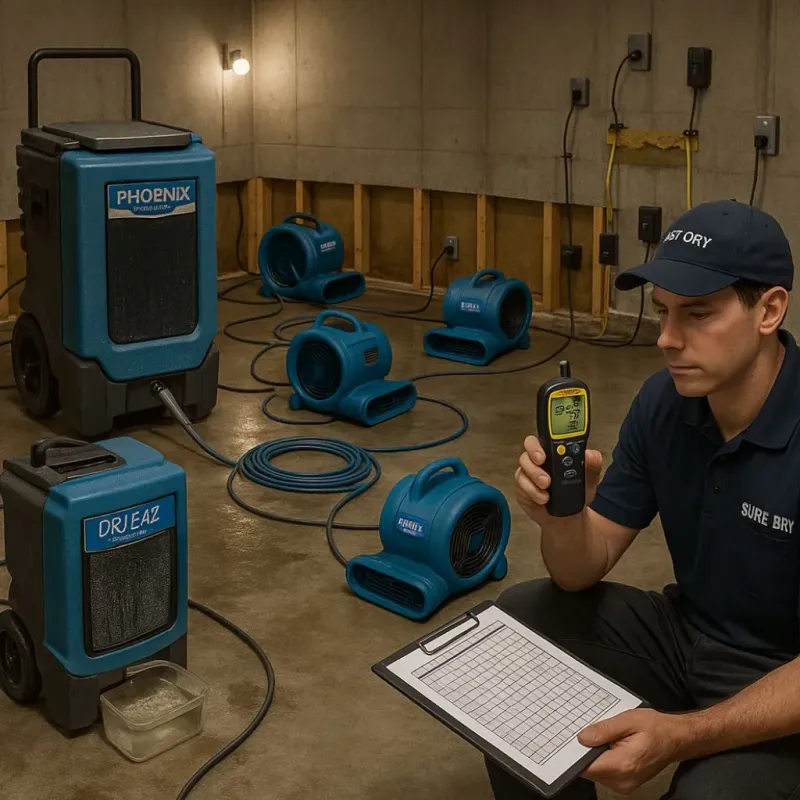 Structural Drying and Dehumidification process in South Willard, UT